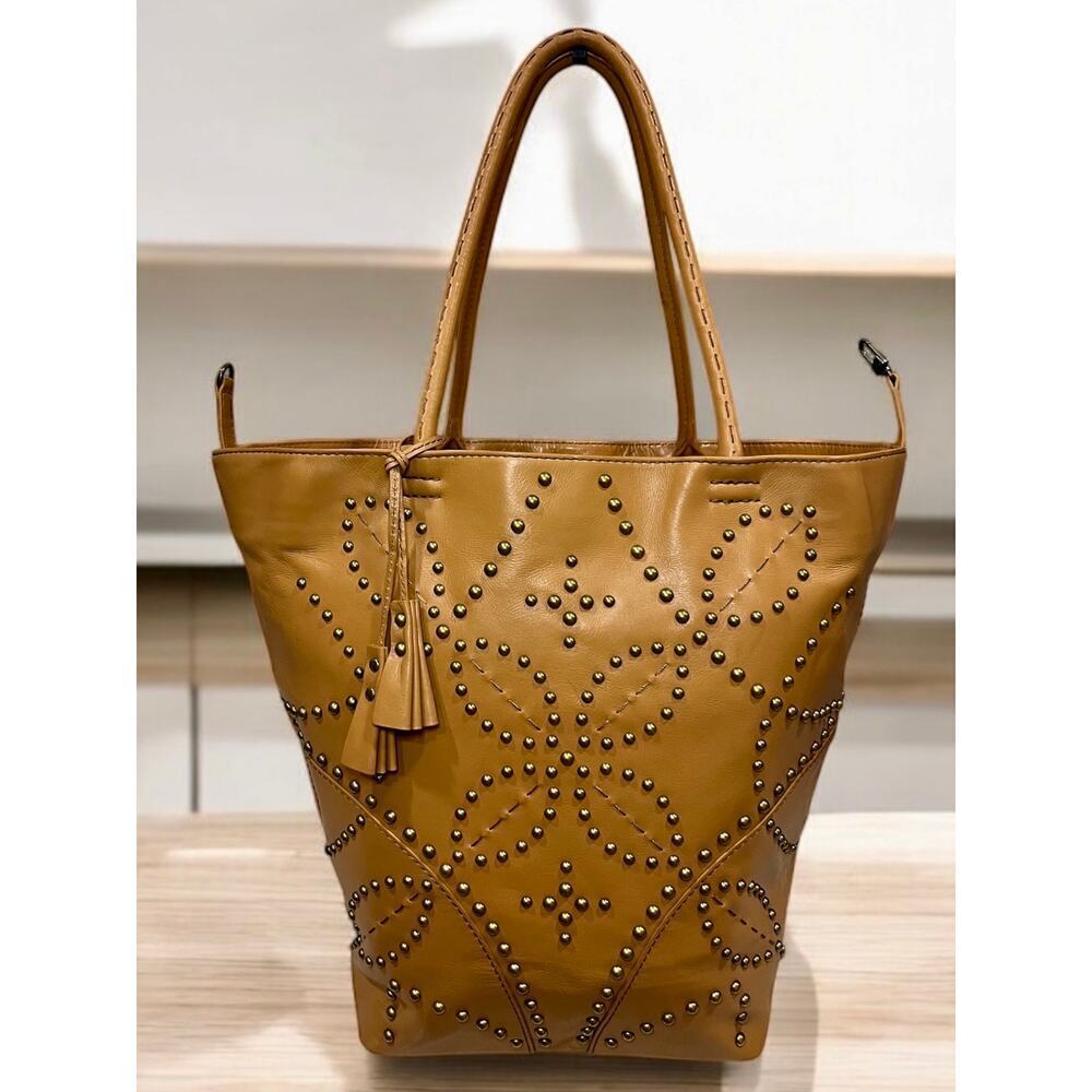 Isabella Fiore Leather Studded Tote Bag - Picture 2 of 14